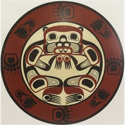 Roy Henry Vickers CM OBC (Canadian First Nations 1946-): 'Groundhog Moon', signed titled numbered 118/150 and dated 2005 in pencil, with COA verso, 45cm diameter