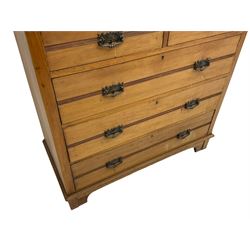 Edwardian satin walnut chest, fitted with two short and three long drawers, on bracket feet