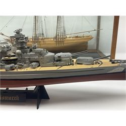 Cased scale built wooden model schooner 