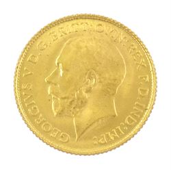 King George V 1925 gold half sovereign coin