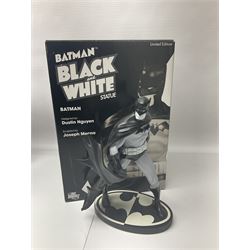 Group of five limited edition DC Direct Black and White Batman hand-painted cold-cast porcelain statues in original boxes, with two similar examples from DC Collectibles 