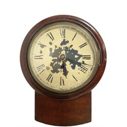 LNER - late 19th century single train 8-day fusee drop dial wall clock in a mahogany case with a side and pendulum adjustment door,  8