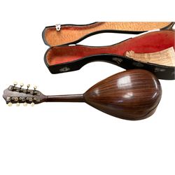 Round backed mandolin, in case, L59cm