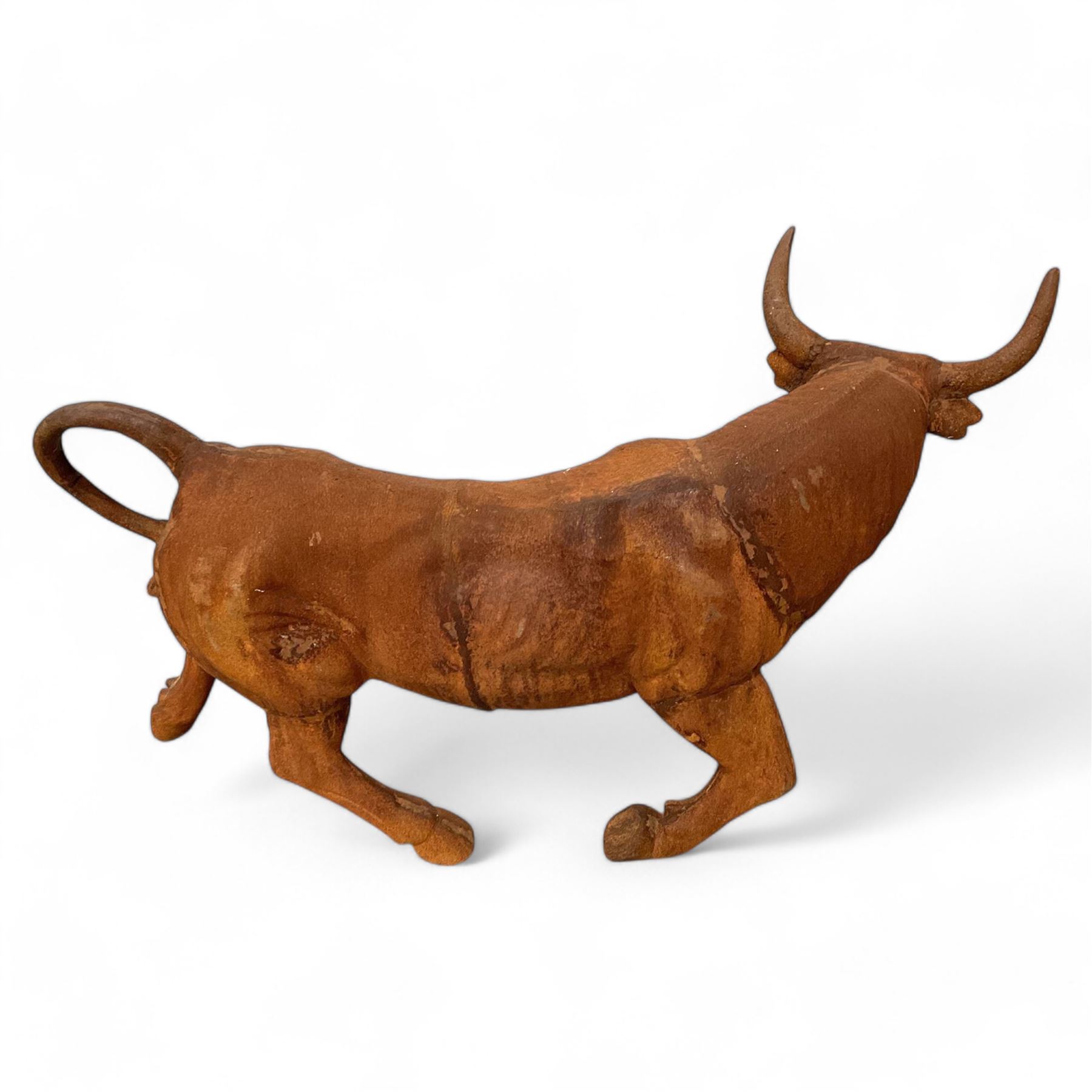 Large heavy cast iron figure of a standing bull