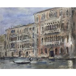 Rowland Henry Hill (Staithes Group 1873-1952): Gondoliers on the Grand Canal - Venice, wat...