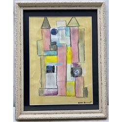 Anne Bonnet (Belgian 1908-1960): Abstract Composition, gouache signed, Bruxelles collection stamp verso 34cm x24cm