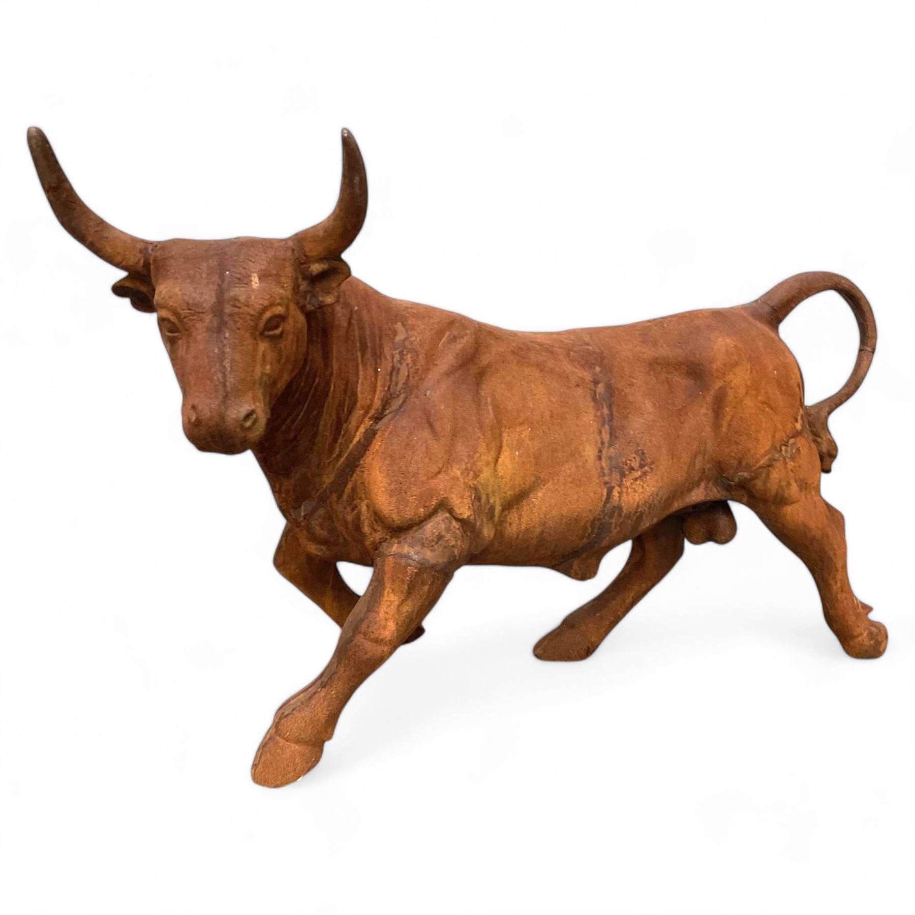 Large heavy cast iron figure of a standing bull