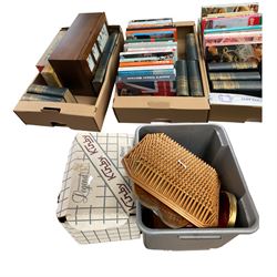 Collection of books including Charles Dickens, together with storage box for photographs a...