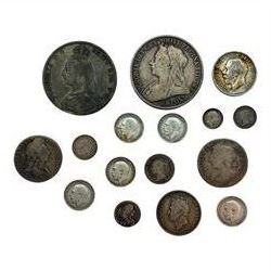 Approximately 85 grams of pre 1920 silver coins, including Queen Victoria 1892 and 1895 crowns etc