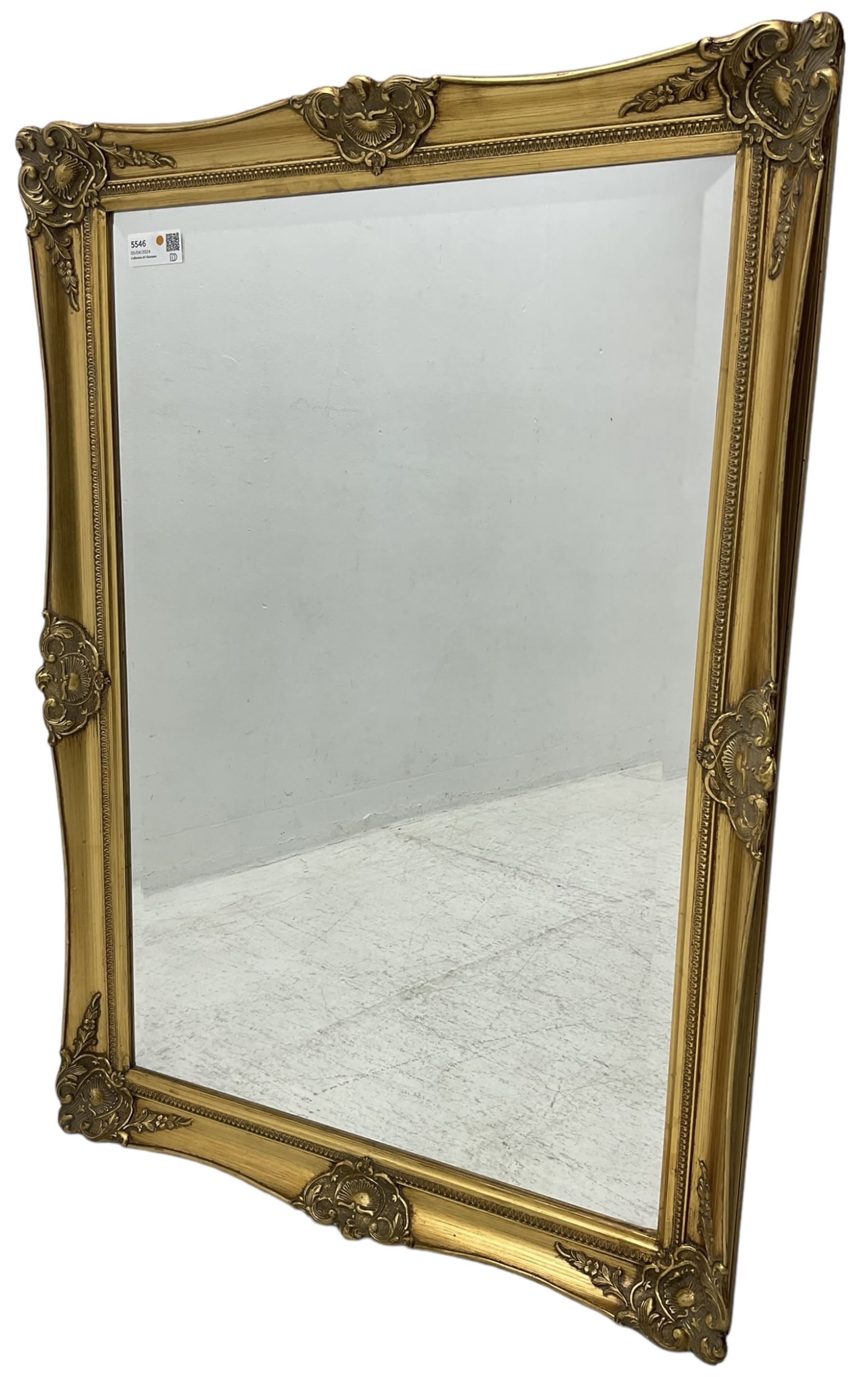 Victorian design gilt framed wall mirror, bevelled plate