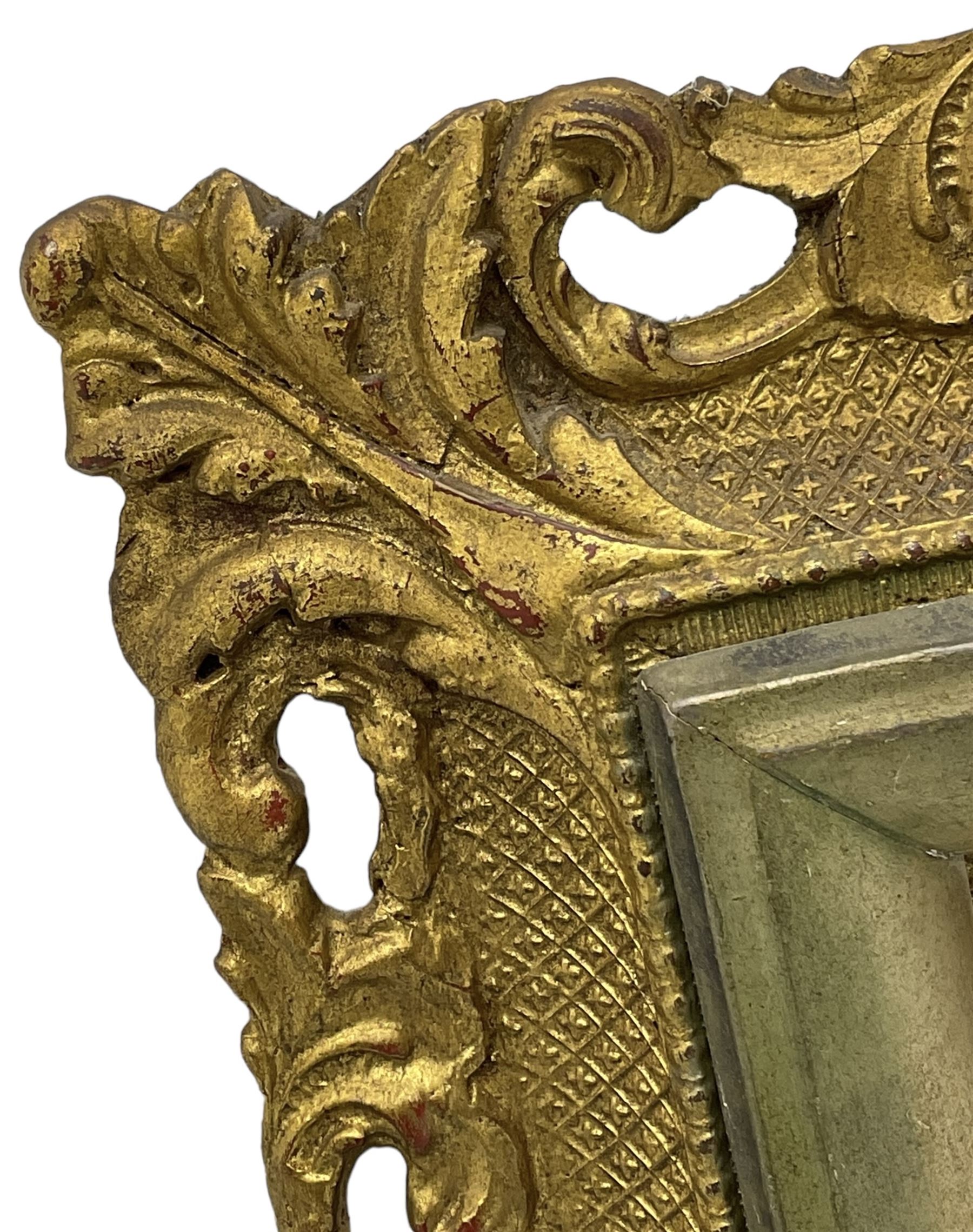 Victorian design gilt framed wall mirror, rectangular frame enclosing hand painted mirror plate