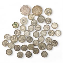 Approximately 300 grams of Great British pre 1947 silver coins, including two King George ...