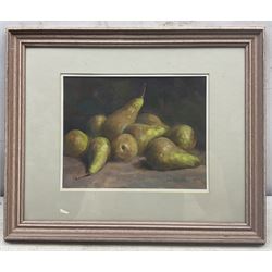 James Hewitt (British 1934-): Still Life of Pears, oil on board signed 19cm x 24cm 