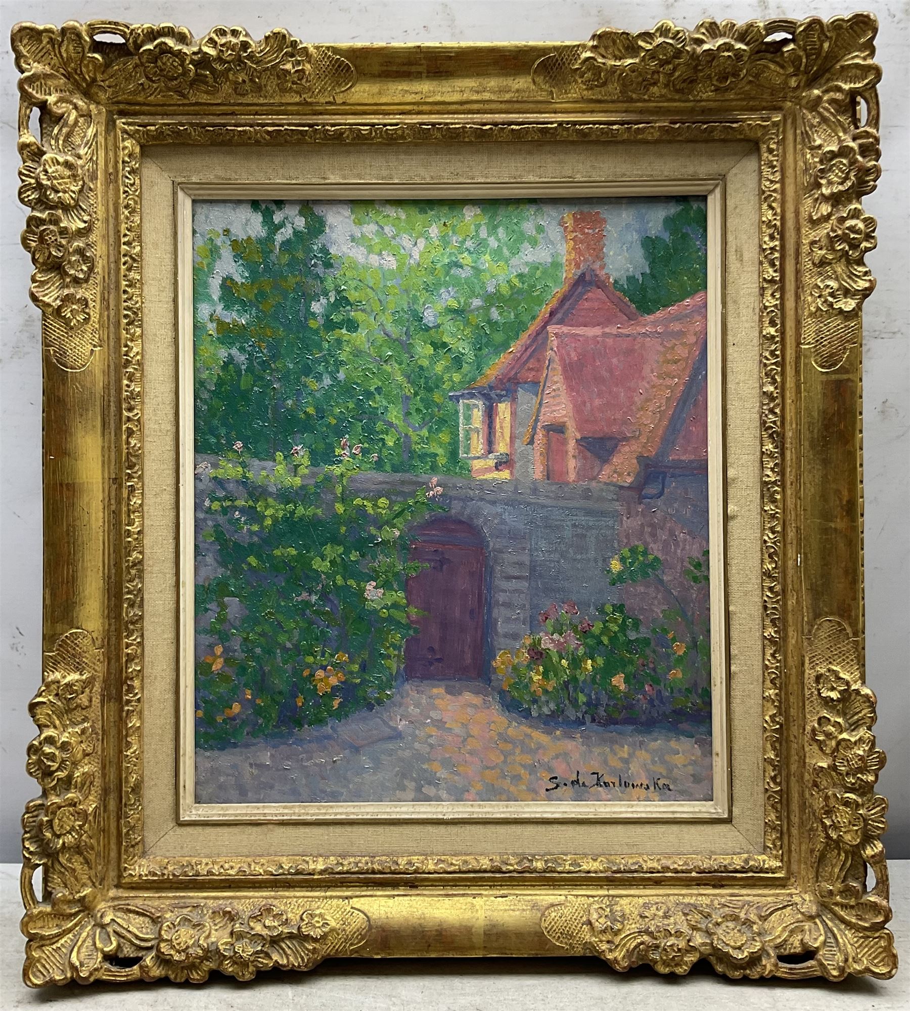 Stanisława de Karłowska (Polish 1876-1952): 'The Garden Gate', oil on canvas signed, titled on gallery label verso 35cm x 30cm 
Provenance: exh. Cork Street Gallery, London 1973, label verso