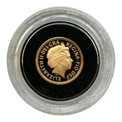 Queen Elizabeth II 2009 gold proof quarter sovereign coin, cased with certificate 