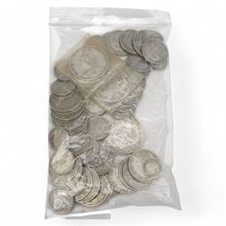 Mostly Great British coins, including Queen Victoria 1890 and 1900 silver crowns, 1889 double florin, approximately 670 grams of Great British pre 1947 silver coins with sixpences, shillings, two shillings, halfcrowns etc, various pre-decimal pennies, other denominations and miscellaneous items