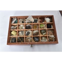 Specimen rock and mineral collector's chest, four draws containing an extensive collection of specimens, including malachite, azurite, kidney ore, whitby jet, blue john, dinarzarite etc, chest H29cm