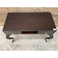 Rosewood finish console dressing table, fitted with two soft-close drawers