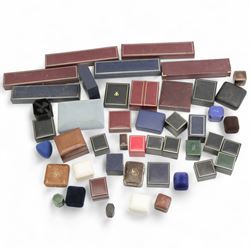 Collection of 20th century jewellery boxes for Brooks & Bentley, Brown & Son, Sheffield, Sopers, Doncaster etc