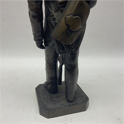 Bronzed figure of a Grenadier guard, H33cm