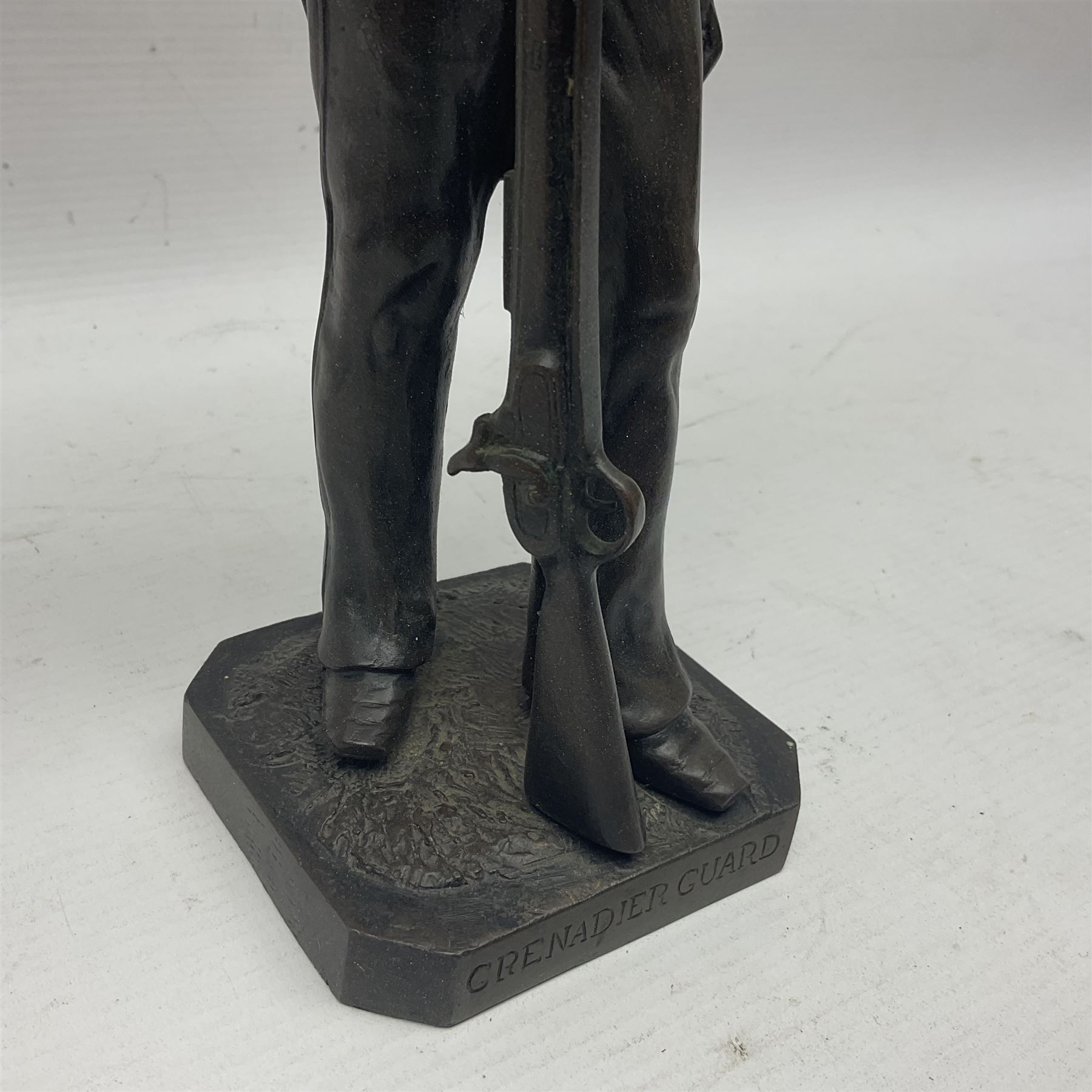 Bronzed figure of a Grenadier guard, H33cm