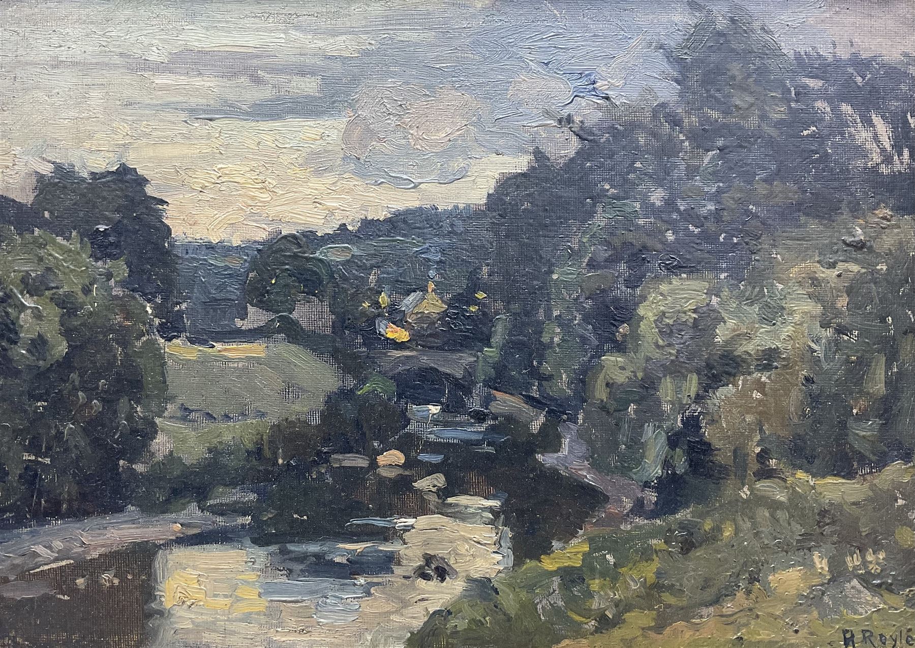 Herbert F Royle (British 1870-1958): River Landscape, oil on canvas board signed 25cm x 34cm