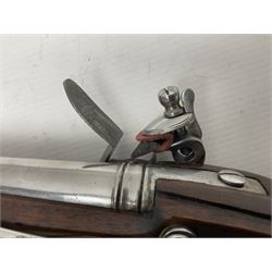 RFD ONLY AS NO VISIBLE PROOF MARKS - modern Indian flintlock .65 cal. belt pistol marked with crowned GR and Tower, 29cm barrel and brass skull crusher butt, serial no.2169 L50cm