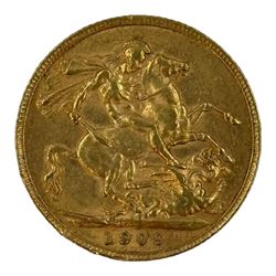 King Edward VII 1909 gold full sovereign coin