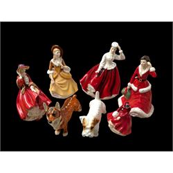 Royal Doulton figures, including Top o' the Hill, Winter's Day, Gail, Sandra, Emma and a J...