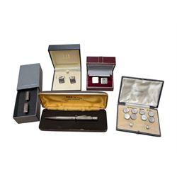 Two pairs of silver cufflinks, Yard-o-Led and costume jewellery, all boxed 