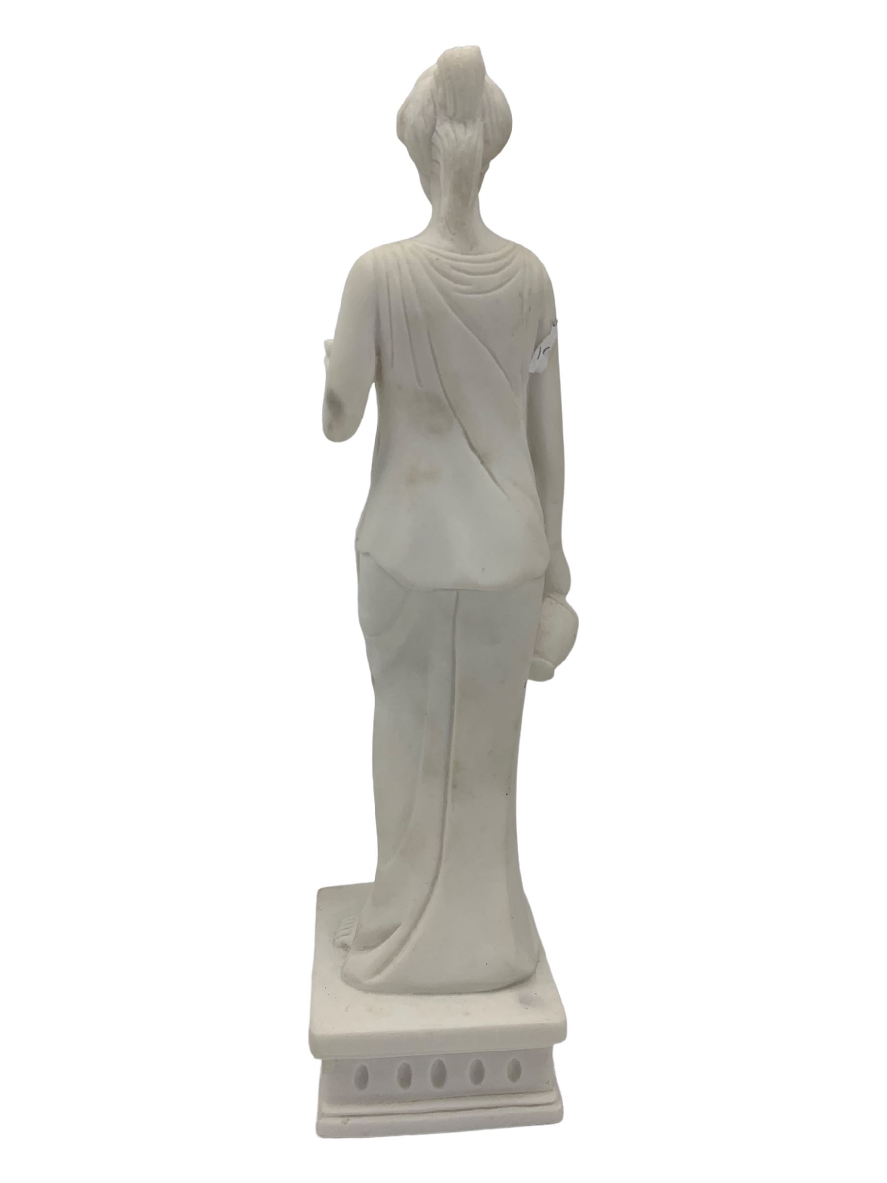 Parian ware model of a female bust on socle plinth, H20cm, resin model of 'Venus', together with other resin and composite classical figures and busts, H42cm max (6)