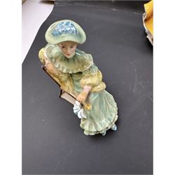 Eight Royal Doulton figures, including Lambing Time, Innocence, Ascot, Alison etc 