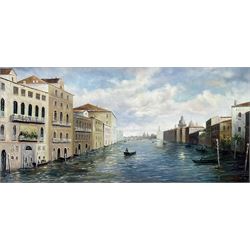 Italian School (20th Century): Venetian Canal, oil on panel indistinctly signed 19cm x 39cm 