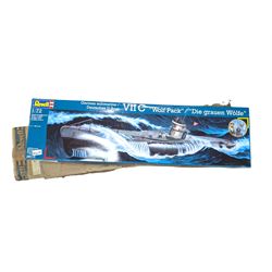 Two Revell 1/72 scale model building kits, including no. 05045 German Submarine VIIC/41 At...