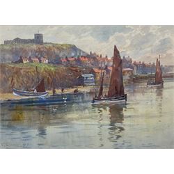 Frank Rousse (British fl.1897-1917): Whitby Harbour, watercolour signed and dated '97, 25cm x 35cm