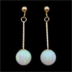 Pair of 9ct gold opal pendant stud earrings