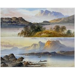 William Henry Earp (British 1831-1914): Highland Lochs, pair watercolours signed 25cm x 53cm (2)