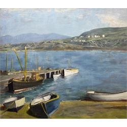 Scottish School (Mid 20th century): Harbour Scene, oil on board unsigned 47cm x 53cm 