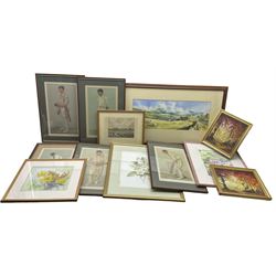 Collection of Vanity Fair cricket prints, together with original watercolours and oils to ...