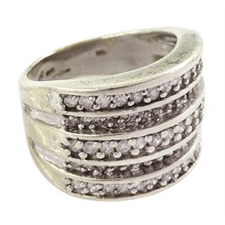 9ct gold five row round brilliant cut diamond half eternity ring, hallmarked, total diamond weight 1.00 carat