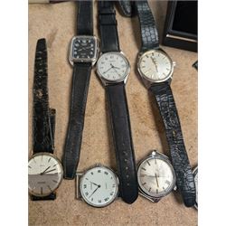 Collection of manual wristwatches including Tissot Seastar, Mappin automatic, HY. Moser braille Waterford silver quartz, Bulova, Tissot quartz, Technos, Sekonda, Avia etc, silver Victorian coin, watch straps etc 