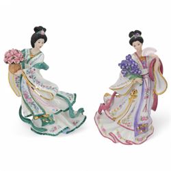 Two Danbury Mint porcelain figures the Iris Princess and the Rose Princess from the Imperi...