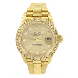 Rolex Oyster perpetual Datejust ladies 18ct gold automatic wristwatch, circa 1995, Ref. 69...