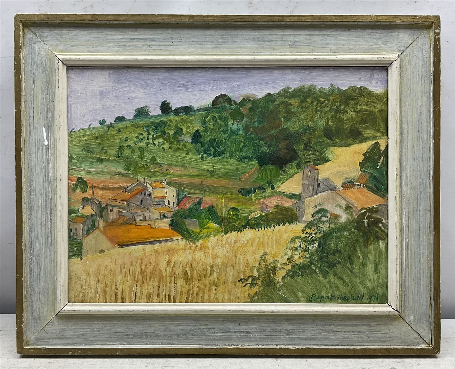 Rupert Norman Shephard (Australian 1909-1992): 'Cornfields - St. Croix a Lauze', oil on board signed and dated 1976, titled verso 29cm x 39cm 