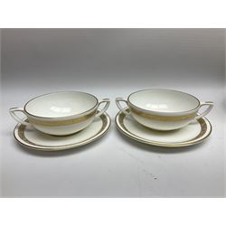 Royal Worcester Golden Anniversary pattern dinner wares, including ten dinner plates, twelve side plates, eight twin handled bowls and saucers, covered tureen (55)