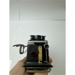 Early 20th century Rietzschel Kosmo-Clack stereo camera, with Rietzschel Doppel Anastigmat F:6.8 F=65mm lenses, serial nos. 91128 / 91127