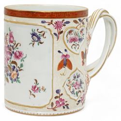 Large porcelain tankard by Samson of Paris, decorated in the Chinese Export famille rose s...