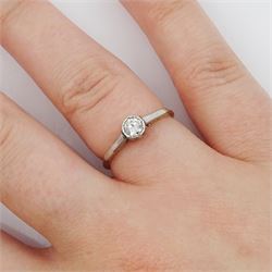 Early 20th century gold single stone old cut diamond ring, stamped 18ct Plat, diamond approx 0.15 carat