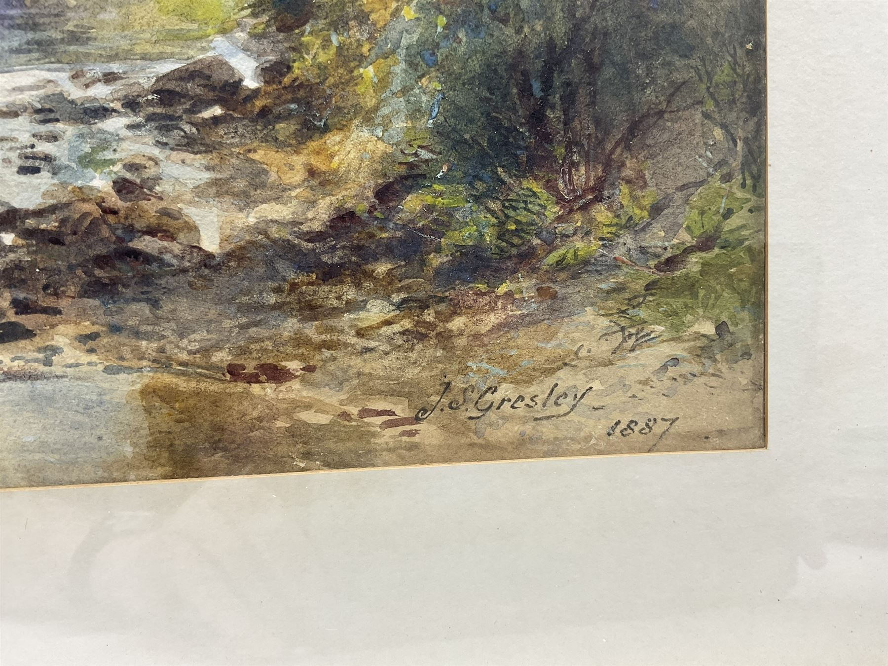 James Stephen Gresley (British 1829-1908): River Landscape, watercolour signed and dated 1887, 38cm x 55cm