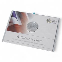 Nine The Royal Mint United Kingdom fine silver twenty pound coins, dated three 2013 'A Timeless First' and six 2014 'Outbreak', all on cards